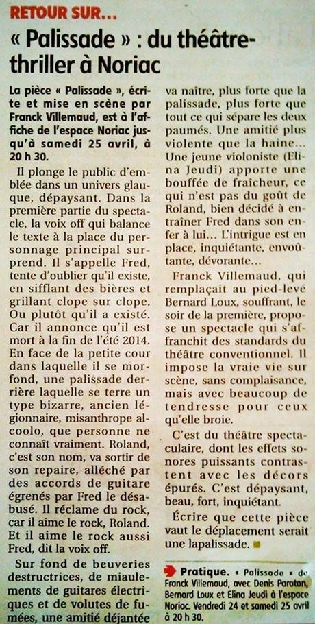 « Palissade » dans le journal Le Populaire - 2