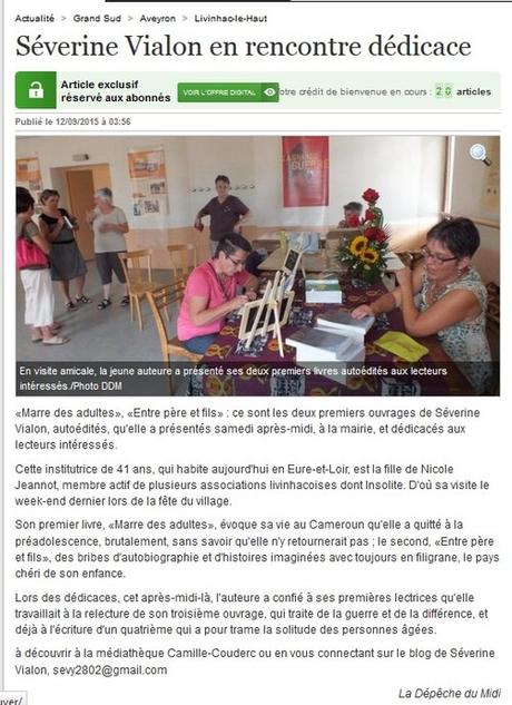 Séance de dédicace à Livinhac-Le-Haut