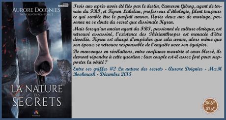 Entre ses griffes #2 : La nature des secrets – Aurore Doignies ♥♥♥♥♥