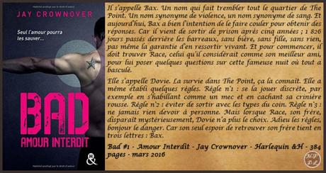 Bad #1 – Amour interdit – Jay Crownover ♥♥♥♥♥♥