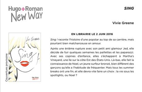 Sorties chez Hugo New Way - Hugo New Romance - Editions Blanche - Mai, juin et juillet 2016