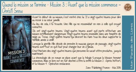 Quand la mission se termine – Mission 3 : Avant que la mission commence – Christi Snow Quand la mission se termine – Mission 3 : Avant que la mission commence – Christi Snow
