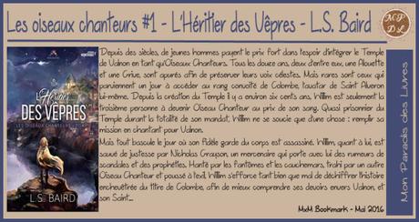 Les Oiseaux Chanteurs #1 – L’Héritier des Vêpres – L.S. Baird