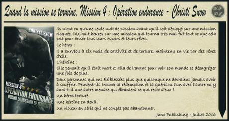 Quand la mission se termine – Mission 4 : Opération endurance – Christi Snow