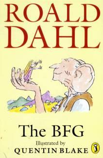 'The BFG', written by Roald Dahl, with illustrations from Quentin Blake.  Bookcover.  Copyright: Puffin Books.