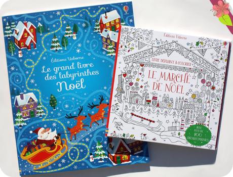 Le marché de Noël - Livre dépliant à colorier & Le grand livre des labyrinthes de Noël - usborne