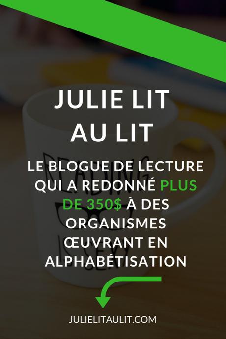 Julie lit au lit / La lectrice philanthrope donne 150$ à Collège Frontière